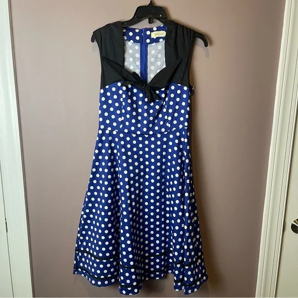 Killreal Blue White Polka Dot Swing Dress - Small - Picture 2 of 13